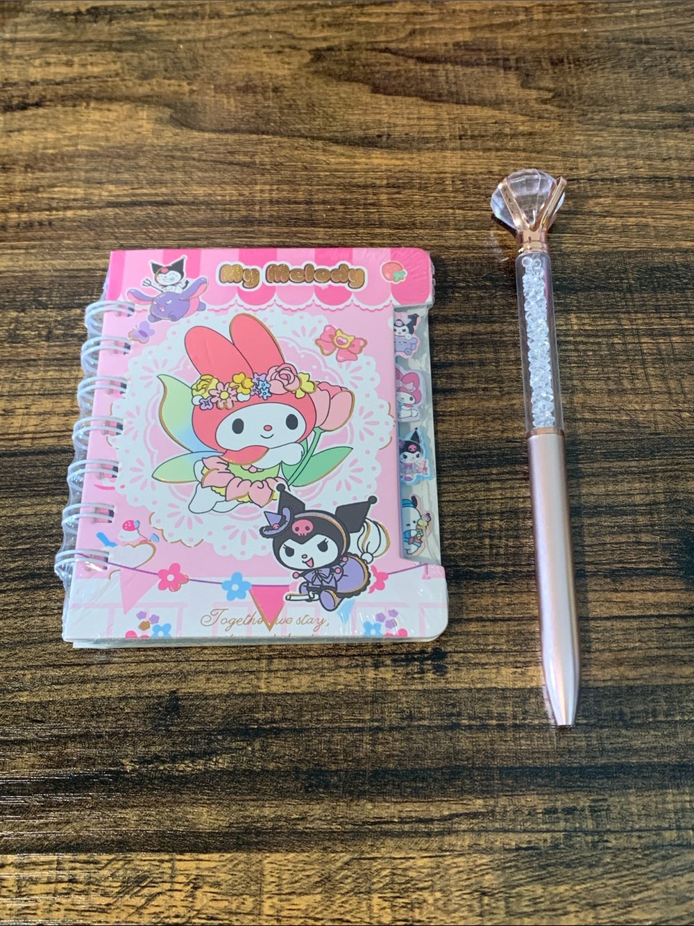 Sanrio Pink My Melody Floral Spiral Mini Notebook + Pink Pen